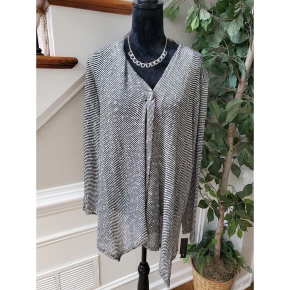 AB Studio Women's Black & White Polyester Long Sleeve Button Wrap Cardigan XL - Picture 1 of 11
